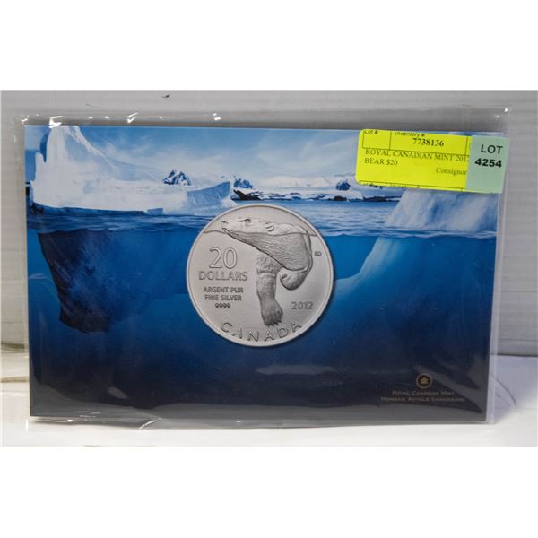 ROYAL CANADIAN MINT 2012 POLAR BEAR $20