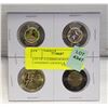 Image 1 : LOT OF 4 COMMEMORATIVE CANADIAN LOONIES & TOONIES