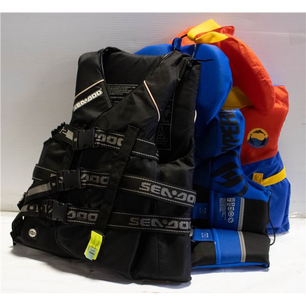 3 YOUTH SIZE C LIFE JACKETS