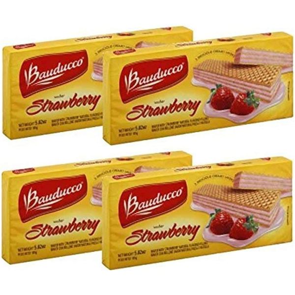 NEW 4 X 165G PACKS OF BAUDUCCO STRAWBERRY WAFER