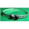 Image 1 : 8)  CARVED OPEN BANGLE BRACELET WITH ROUND NATURAL
