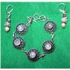 Image 1 : 3)  SET OF ROSE QUARTZ BRACELET AND DROP EARRINGS,