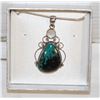 Image 1 : CHRYSOCOLLA PENDANT NECKLACE-"925"-13.78 GRAMS