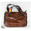Image 1 : NEW XDBL BROWN LEATHER PURSE W/FAUX LEATHER STRAPS