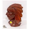 Image 2 : WOODEN CARVED INDIAN HEAD, 15" HEIGHT