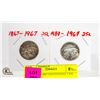 TWO 1867-1967 CENTENNIAL CDN QUARTERS