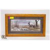 FRAMED LITHOGRAPH NATURE SCENE DEER IN