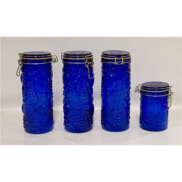 4 BLUE SNAP LOCK JARS