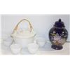 Image 1 : LOTUS FLOWER TEA POT SET & COBALT GINGER JAR