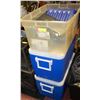 Image 1 : 2 BLUE COOLERS (NEED CLEANING), BIN + MORE