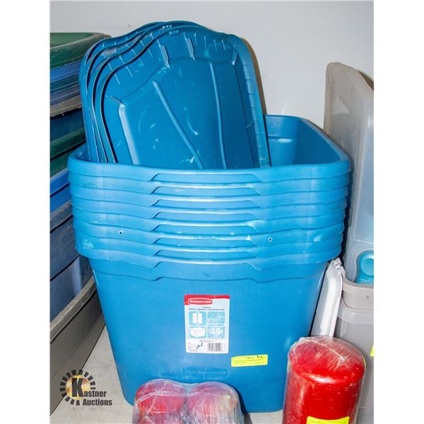 BUNDLE OF 8 RUBBERMAID 68.1 LITER TOTES