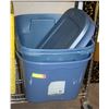 Image 1 : 3 BLUE TOTES (STORAGE BOXES) 63 LITERS