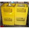 4 YELLOW PLASTIC CRATES