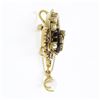 Image 6 : Victorian Revival 14K Gold Black Onyx Seed Cultured Pearl Dangle Brooch Pendant