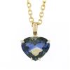 Image 2 : New 14K Gold GIA Zoned Blue & Yellow Heart Sapphire Solitaire Pendant Necklace