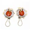 Image 3 : Tiffany & Co. 1985 18k Yellow Gold & Platinum GIA Coral & Diamond Button Earring