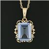 Image 6 : Vintage 14k Gold Blue Stone Solitaire In Open Twisted Wire 18" Pendant Necklace