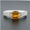 Image 4 : NEW 14K White Gold 2.67 ctw GIA Octagonal Orange Sapphire Diamond Engagement Rin