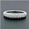 Image 2 : Fancy 18K White Gold 1.15 ctw Round Pave Diamond 4.75mm Domed Wedding Band Ring