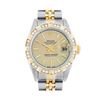 Rolex Ladies Quickset 2T 18K & Steel Champagne Index Dial Diamond Pyramid Bezel