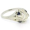Image 3 : Antique Art Deco 20k White Gold Diamond and Sapphire Engagement Ring