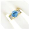 Image 3 : Vintage 18k TT Gold GIA FINE Round Brilliant Zircon Solitaire Pave Diamond Ring