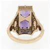 Image 6 : 14K Rose Gold 1.80 ctw Amethyst W/ Diamond & Filigree Milgrain Etched Dinner Rin