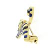 Image 5 : Vintage Italian 18k Gold Multi Color Enamel Blue Stripe Cat or Tiger Pin Brooch