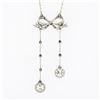 Image 7 : Belle Epoque French 18K White Gold European Diamond Bow Dangle Pendant Necklace