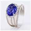 Image 3 : 4.27 ctw Tanzanite and 0.70 ctw Diamond 18K White Gold Ring