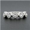 Image 2 : NEW Platinum 1.36 ctw Round Bezel Large Diamond Five 5 Stone Wedding Band Ring
