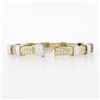Image 3 : 14K TT Gold 3.50 ctw Round Dual Channel Set Diamond & Grooved Link Tennis Bracel