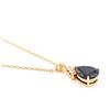 Image 2 : Plated 18KT Yellow Gold 6.06ctw Black Sapphire and Diamond Pendant with Chain