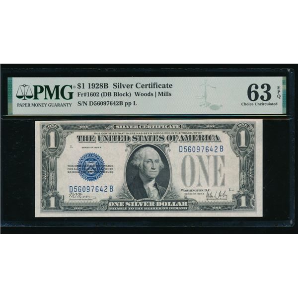 1928B $1 Silver Certificate PMG 63EPQ