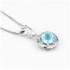 Image 2 : Plated Rhodium 2.25ct Blue Topaz and Diamond Pendant with Chain