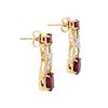 Image 2 : Plated 18KT Yellow Gold 2.86cts Garnet and Diamond Earrings