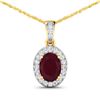 Image 1 : 14KT Yellow Gold 1.50ct Ruby and Diamond Pendant with Chain