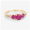 Image 3 : 14KT Yellow Gold 1.02ctw Ruby and White Diamond Ring