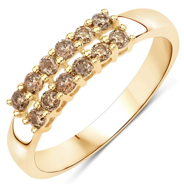 14KT Yellow Gold 0.45ctw Champagne Diamond Ring