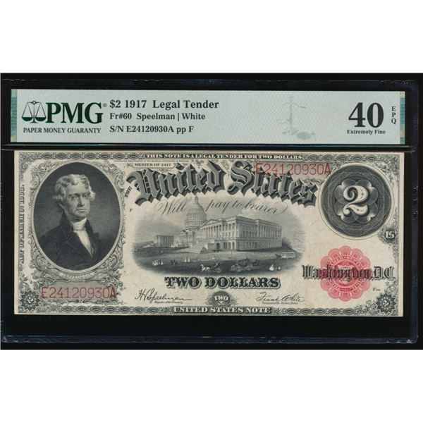 1917 $2 Legal Tender Note PMG 40EPQ