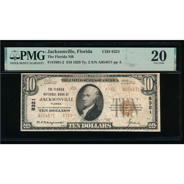 1929 $10 Jacksonville FL National PMG 20