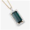 Image 4 : 14KT Yellow Gold 3.99ct Tourmaline and Diamond Pendant with Chain