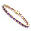 Image 1 : Plated 18KT Yellow Gold 10.00ctw Amethyst Bracelet