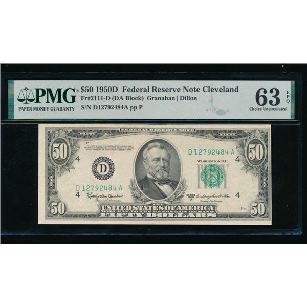 1950D $50 Cleveland FRN PMG 63EPQ