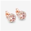 Image 2 : 14KT Rose Gold 0.93ctw Morganite and White Diamond Earrings