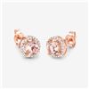 Image 3 : 14KT Rose Gold 0.93ctw Morganite and White Diamond Earrings