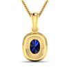 Image 2 : 14KT Yellow Gold 1.3ct Blue Sapphire and Diamond Pendant with Chain