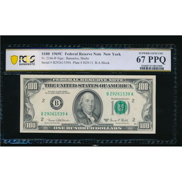 1969C $100 New York FRN PCGS 67PPQ