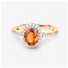 Image 2 : 14KT Yellow Gold 1.66ctw Spessartite Garnet and White Diamond Ring