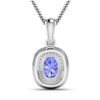 Image 2 : 14KT White Gold 1.09ct Tanzanite and Diamond Pendant with Chain